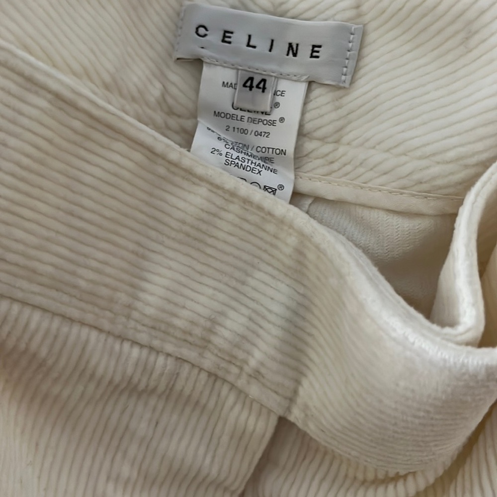 Celine beige corduroy wide legs pants